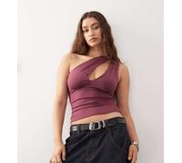 Weekday - Top monospalla bordeaux con dettaglio intagliato - In esclusiva per ASOS-Rosso L