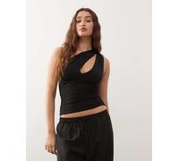 Weekday - Top monospalla nero con dettaglio intagliato L
