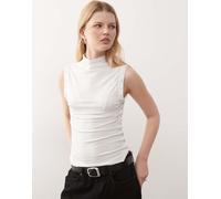 Weekday - Top senza maniche bianco con collo alto e bottoni laterali-Grigio S