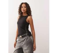 Weekday - Top senza maniche nero con occhielli e gancetti M