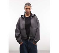 Weekday - Top slim soffice a maniche lunghe raglan grigio scuro XL