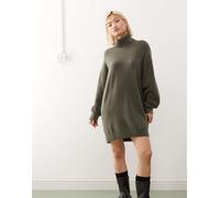 Weekday - Vestito maglia dolcevita corto color kaki mélange - In esclusiva per ASOS-Verde S