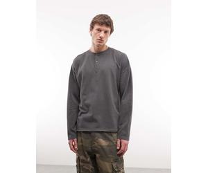 Weekday - Vinny - Top serafino a maniche lunghe in cotone lavaggio grigio S