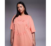 Weekend Collective Curve - T-shirt color pesca con grafica circolare-Arancione XL