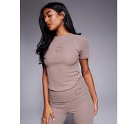 Weekend Collective - T-shirt mini color mocha lavorata a nido d'ape-Marrone S