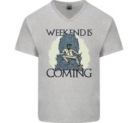 Weekend Divertente Birra Cedro Vino Alcol Gin Uomo Scollo A V Cotone T-Shirt