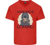 Weekend Divertente Birra Cedro Vino Alcol Gin Uomo Scollo A V Cotone T-Shirt