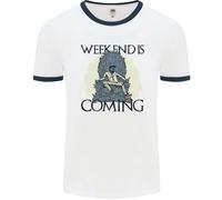 Weekend Divertente Birra Sidro Vino Alcol Gin Uomo Ringer T-Shirt