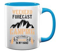 Weekend Forecast Camping with A Chance of Cold Beer in My Hand Tazza in ceramica per tè e caffè azzurro