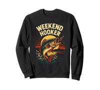Weekend Hooker Funny Uomo Vintage Big Mouth Bass Fishing Felpa