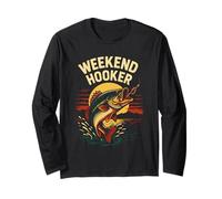 Weekend Hooker Funny Uomo Vintage Big Mouth Bass Fishing Maglia a Manica