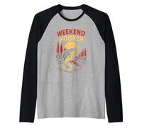 Weekend Hooker Funny Uomo Vintage Big Mouth Bass Fishing Maglia con Maniche Raglan