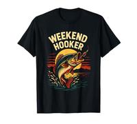 Weekend Hooker Funny Uomo Vintage Big Mouth Bass Fishing Maglietta