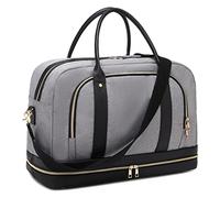 Weekend Overnight Bag per le donne Signore Borsa da viaggio in pelle Mens Duffle Tote Bag Carry On Bagagli, 01 Grigio Oxford