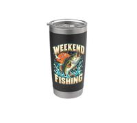 Weekend Pesca con un pesce che salta per i pescatori devoti Bicchiere termico in acciaio inox doppia parete