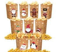 Weekgrat 90 scatole di cartone per popcorn di Babbo Natale, 9 stili, sacchetti per popcorn per snack, caramelle, biscotti, bomboniere
