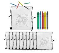 WeeKids Zaini da colorare per bambini | Confezione di 15 zaini + 15 kit di 5 pastelli a cera in ogni zaino | Gadget compleanno bambini | Materiale educativo per le scuole