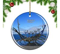 Weekino Islanda Sun Voyager Reykjavik Decorazione Natalizia Albero di Natale Ornamento Pendente sospeso Città Viaggi Souvenir Collection Porcellana da 2,85 Pollici