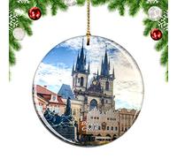Weekino Piazza della Città Vecchia Ceca Praga Decorazione Natalizia Albero di Natale Ornamento Pendente sospeso Città Viaggi Souvenir Collection Porcellana da 2,85 Pollici