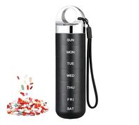 Weekly Pill Organizer | 7 Day Aluminum Pill Box Waterproof Dustproof Large Capacity Metal Medicine Case for Fish Oil Supplements Travel Daily Medication Storage 16 x 3.5cm