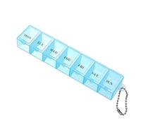 Weekly Pill Organizer, Small Medicine Case, Compact Clear Lid Lightweight Secure Closure Pocket Fit Portable Easy Access, Pill Container Box for Medication Purse Travel, 5.91*1.18*0.79Inches, Blue