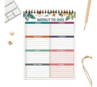 Weekly Planner, Undated Schedule Organizer, 11.02 x 8.5 Inches Pad with Twin Wire, Thick Paper Stationery Tool, Layout with Professional Style, Time Management for Home and School