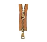 Weeksu 5# 10-80cm Colorato Open-End Doppi cursori Cerniera in Metallo Color Rame Cerniera a 2 Vie per la Tasca di Stoffa Cucire l'indumento, Marrone, 40cm