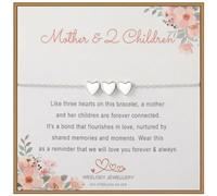 Weelody Braccialetto per mamma e 2 bambini, in argento Sterling, con 3 cuori, regalo per la festa della mamma, regalo di compleanno per la mamma
