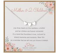 Weelody Collana per mamma e 2 bambini, in argento Sterling, con 3 cuori, regalo per la festa della mamma, regalo di compleanno per la mamma