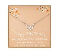Weelody Regali per 18° compleanno per ragazze, in argento Sterling 925 con zirconi cubici a forma di farfalla con pietra a cuore, nato nel 2005, Argento sterling, Zirconia cubica