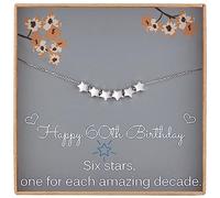 Weelody Regalo per il 60° compleanno da donna, in argento Sterling 925, delicato braccialetto a sei stelle, perline a stella da 6 mm, una per ogni incredibile decennio, regalo di compleanno per donna