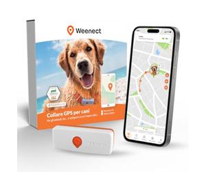 Weenect Dog XS - Mini GPS per Cani | Abbonamento necessario | Una posizione al secondo • Senza limiti di distanza • Avviso antifuga < 1 min • Educazione al richiamo • Waterproof