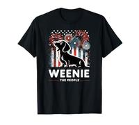 Weenie The People Bassotto Cane Americano Patriottico Fuochi d'artificio Maglietta