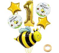 Weenkeey 1 anni ape compleanno palloncini Bumble Bee palloncino in alluminio numero 1 Mylar palloncino per Bumble Bee tema festa forniture compleanno decorazione - oro