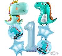 Weenkeey 1 anni Dinosauro Compleanno Palloncini Grande Baby Dinosauro in alluminio Foilballoon Numero 1 Mylar palloncino per Dino festa a tema Ragazzi Ragazze Compleanno Decor - Azzurro