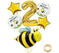 Weenkeey 2 anni ape compleanno palloncini Bumble Bee palloncino in alluminio numero 2 Mylar palloncino per Bumble Bee tema festa forniture compleanno decorazione - oro