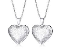 Weenkeey 2 pezzi Amore Cuore Collana che contiene immagini in acciaio inox a forma di cuore Collana ciondolo memoria Foto Collana ciondolo per le donne ragazze - Stile 5 Argento
