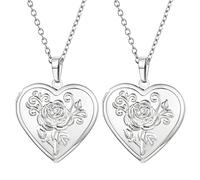 Weenkeey 2 pezzi Amore Cuore Collana che contiene immagini in acciaio inox a forma di cuore Collana ciondolo memoria Foto Collana ciondolo per le donne ragazze - Stile 4 Argento