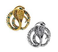 Weenkeey 2 pezzi Cobra Spilla Uomini Spilla Suit Pin Vintage Animale Lapel Pin Sicurezza Pin Collare Pin Distintivo per camicie smoking cravatta oro argento