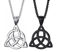 Weenkeey 2 pezzi Collana nodo celtico irlandese triangolo cerchio amuleto collana ciondolo gotico Punk Rock Hip Hop ebraico collana ciondolo stella per gli uomini - Nero argento