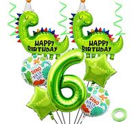 Weenkeey 6 anni Dinosauro Compleanno Palloncini Grande Dinosauro carino alluminio Foilballoon Numero 6 Mylar palloncino per Dino festa a tema Ragazzi Ragazze Compleanno Decor - Verde