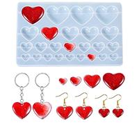 Weenkeey Forma del cuore Stampo resina Cuore portachiavi Charms Stampo in silicone Cuore Gioielli stampo di colata Amore Cuore Stampo epossidico per fai da te Craft Collana pendente - 4 dimensioni