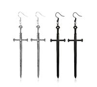 Weenkeey Gothic Dagger Sword Orecchini - Lunga Spada Retro Hook Knife per Donne Ragazze - Nero Argento