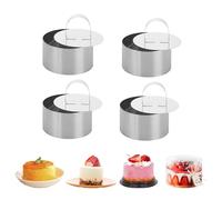 Weenwill Coppa Pasta Tondo,4 PCS Anelli di Cottura Coppapasta in Acciaio Inossidabile Anelli per Torte Stampi Rotondi per Torta di Formaggio Mini Anelli di Cottura per Sformati Focaccine 8CM