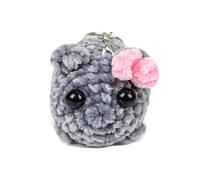 Weenwill Portachiavi Criceto Triste,Simpatico Portachiavi di Criceto Triste All'uncinetto Fatta a Mano a Maglia Peluche Meme Adorabile Accessorio per Chiavi e Zaino