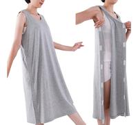WEEOATAR Camicie da donna per chirurgia post-spalla, maglietta da riabilitazione, maglietta da strappo, camicia aperta completa per dialisi, abbigliamento chemio, Grigio, lungo, X-Large