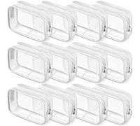 Weewooday: 12 sacchetti trasparenti per cosmetici in PVC con cerniera trasparente per il trasporto di articoli da toeletta e cosmetici, impermeabile, in vinile e plastica, per le vacanze e il bagno