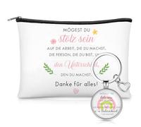 Weewooday 2 Pezzi Set di Regalo di Ringraziamento Portachiavi Grazie Borsa Cosmetica Motivazionale Portachiavi Danke für Alles Regali d'Addio per Colleghi Cambio di Lavoro Festa degli Insegnanti