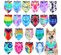 Weewooday 20 bandane per cani lavabili a triangolo bavaglini per cani, fazzoletto da collo per cani di piccola taglia media e grande, gatti ragazza ragazzo costume (Tie Dye, taglia L)