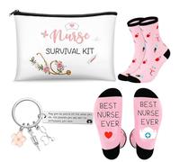 Weewooday 3 Pezzi Coffret Cadeau per Infermiera Nurse Survival Kit | Borsa Cosmetiche Portachiavi e Calzini, Kit Regalo Infermiera, Per il Ringraziamento, Natale e la Giornata delle Infermiere